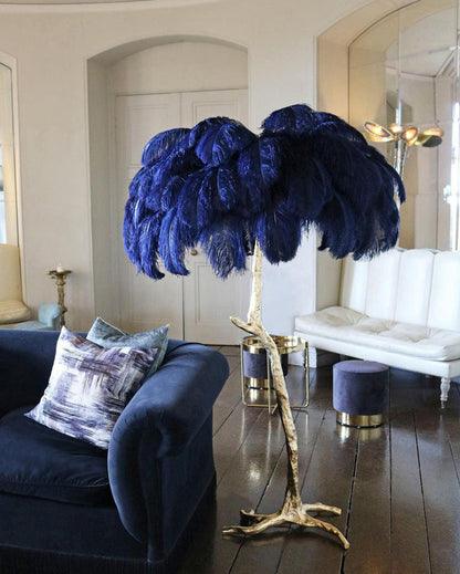 Tropical Feather Standing Lamp 63 in Tall Palm Tree Style Ambient Floor Light for Bedroom Living Room Decorative Accent Lighting