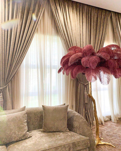 Tropical Feather Standing Lamp 63 in Tall Palm Tree Style Ambient Floor Light for Bedroom Living Room Decorative Accent Lighting