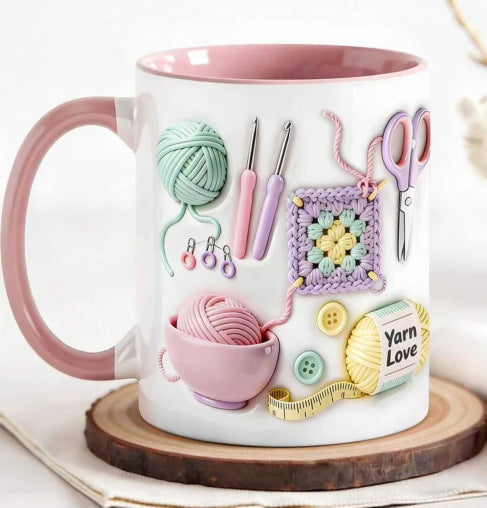 Ceramic Mug with Crafting Design for Coffee & Tea – Dishwasher Safe Mug for Makers & Hobbyists
