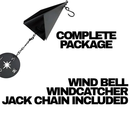 Triangular Steel Garden Bell with Compass Wind Catcher 20-Inch Hanging Chime for Patio Porch Deck Yard Outdoor Décor