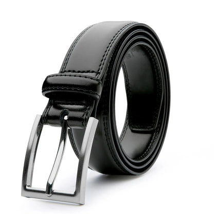 Genuine Leather Belt with Classic Pin Buckle for Men & Women – Versatile Dress Belt for Business & Casual Wear in 7 Colors & Waist Sizes 30-