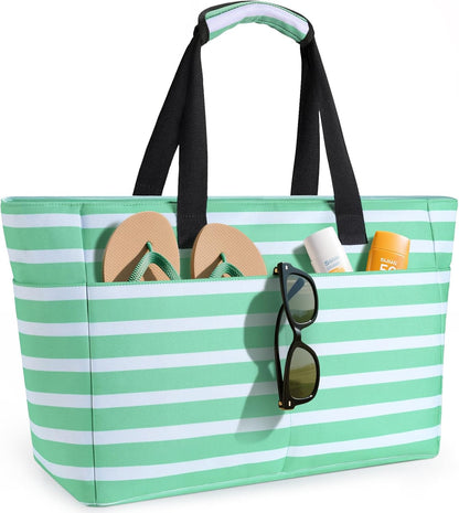 Ultimate Beach Tote | Extra Large Waterproof Bag with Zippered Wet Compartment | Lightweight & Foldable for Easy Travel