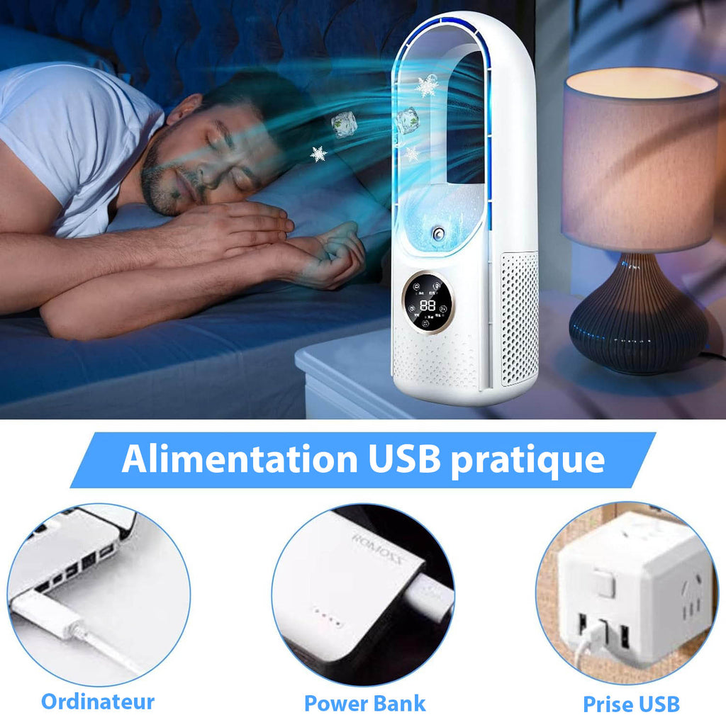 Personal Desktop Evaporative Cooler USB Powered 12 inch Portable 6-Speed Fan with Remote Control for Bedroom Office Dorm Room Small Space Co