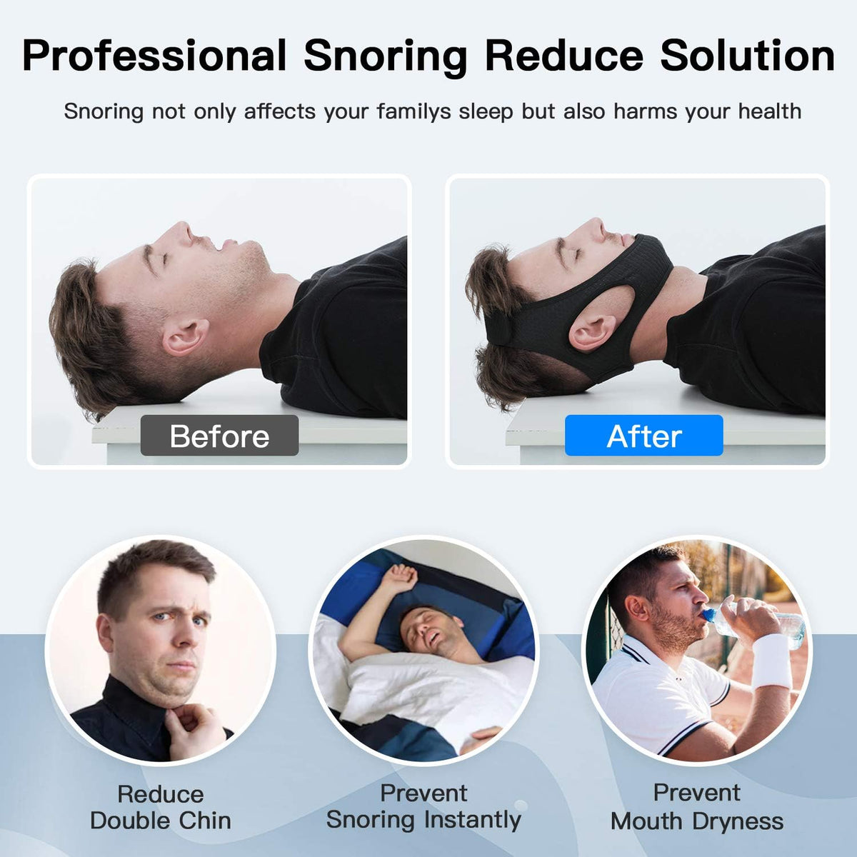 Sleep Strap for Mouth Breathing Support – Adjustable Chin Wrap for Nighttime Comfort & Better Rest