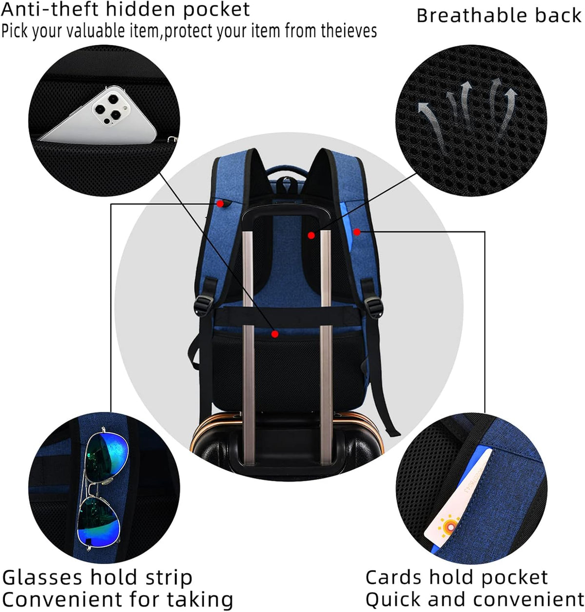 Travel Backpack with USB Charging Port for Laptops up to 17 Inches | Water-Resistant Daypack with Anti-Theft Pocket for Business Work School