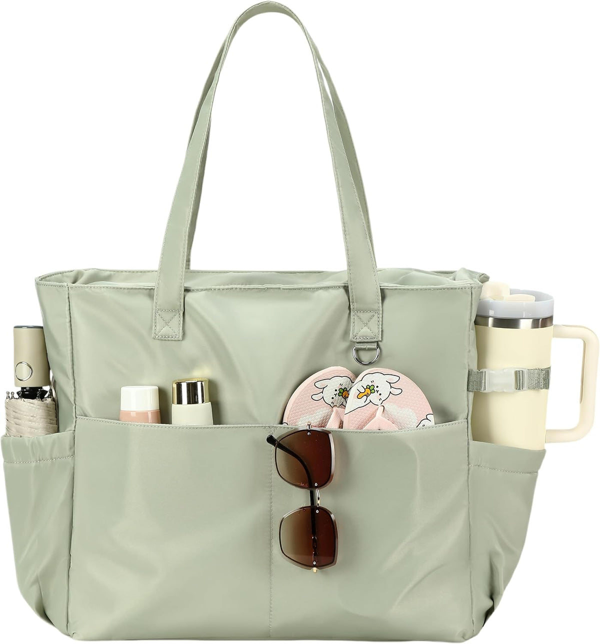 Ortekor Waterproof Beach Tote Bag with Wet Compartment | Extra Large Carry-On for Weekend Travel