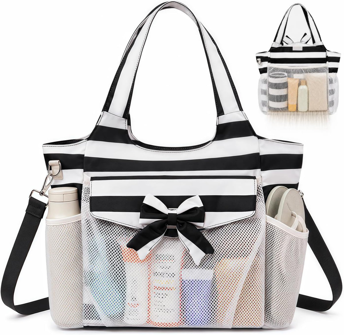 Beach Bag Waterproof with Wet Compartment, Large Beach Tote Bag for Pool and Gym, Travel Tote Bag for Grocery