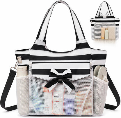 Beach Bag Waterproof with Wet Compartment, Large Beach Tote Bag for Pool and Gym, Travel Tote Bag for Grocery