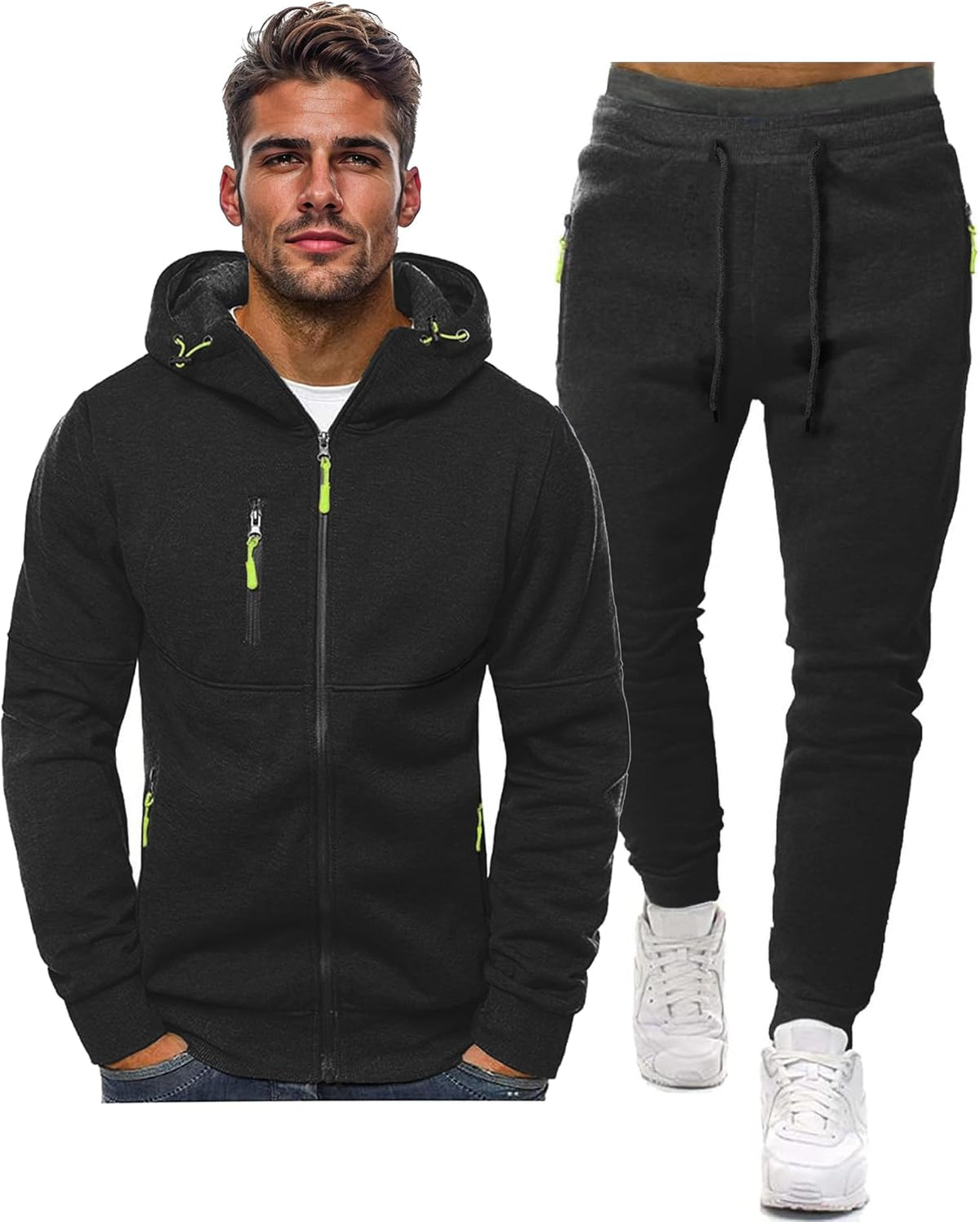 Men's Athletic Two-Piece Jogger Set with Pullover and Pants – Lightweight Breathable Tracksuit for Training, Gym & Casual Lounge Wear