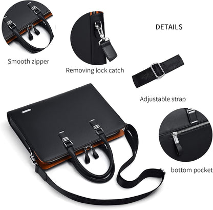 Executive Leather Laptop Bag 15.6-Inch for Work Travel School Office Business Men Women Professionals