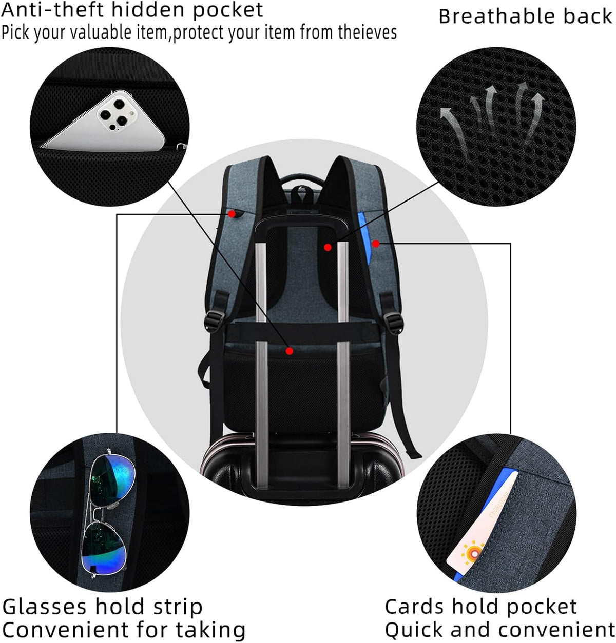 Travel Backpack with USB Charging Port for Laptops up to 17 Inches | Water-Resistant Daypack with Anti-Theft Pocket for Business Work School