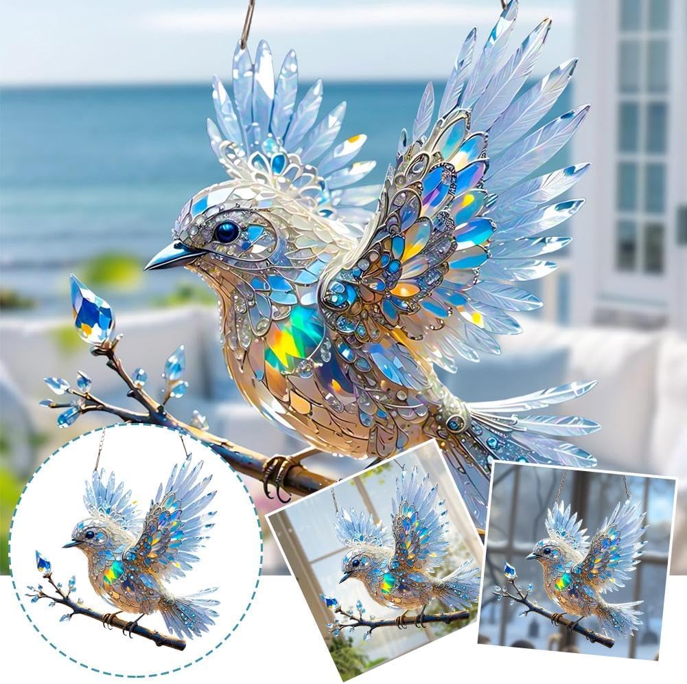 Window Crystal Bird Ornament – Reflective Light Decor for Home