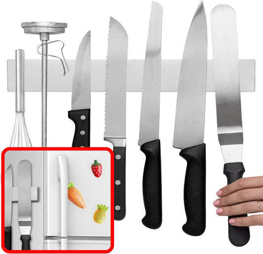 14-Inch Magnetic Knife Rack in Stainless Steel for Wall or Refrigerator