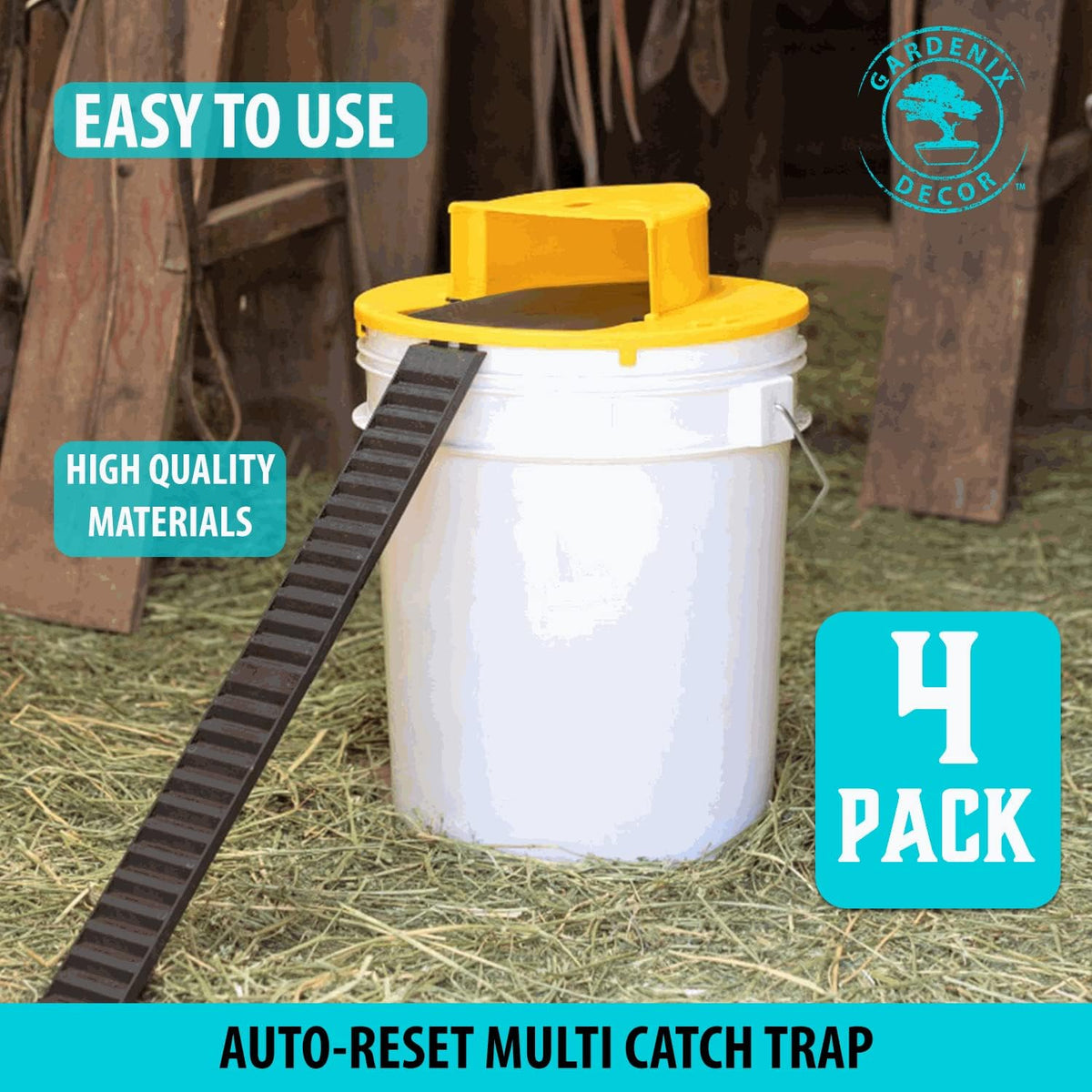 Flip-Top Rodent Catcher Lids for 5-Gallon Pails – Self-Resetting Multi-Catch Design for Garage Barn Shed Home – Reusable Safe Pest