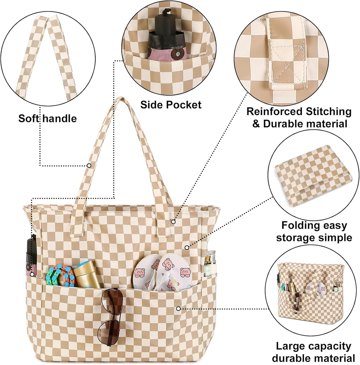 Ortekor Waterproof Beach Tote Bag with Wet Compartment | Extra Large Carry-On for Weekend Travel