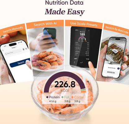 Smart Kitchen Scale | Digital Food Scale with Nutritional Calculator | Accurate Weight Measurement for Healthy Meal Prep