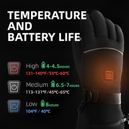 Battery-Powered Winter Gloves with 3-Level Adjustable Hand Warmers for Skiing, Ice Fishing, Snowboarding & Outdoor Work