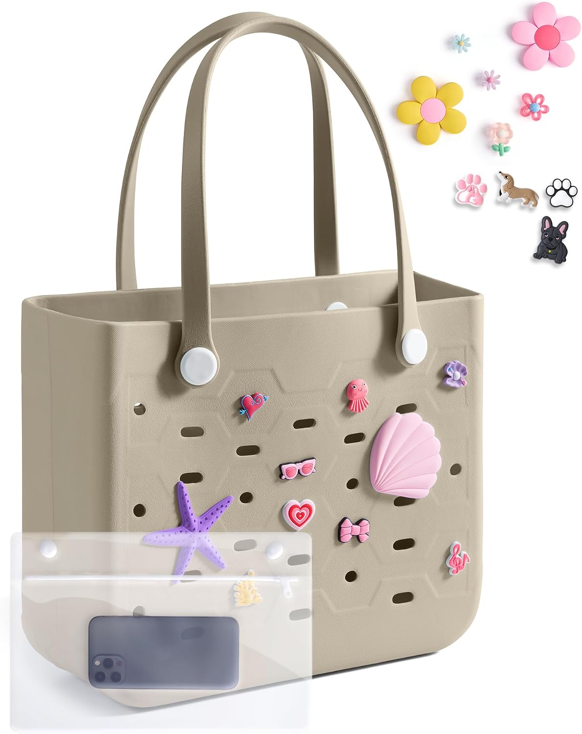Ortekor Water-Resistant Rubber Tote Bag with Sandproof Design | Stylish Vacation Essential for Summer Fun