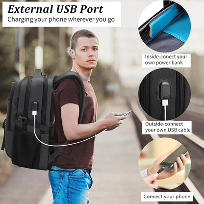 Travel Backpack with USB Charging Port for Laptops up to 17 Inches | Water-Resistant Daypack with Anti-Theft Pocket for Business Work School