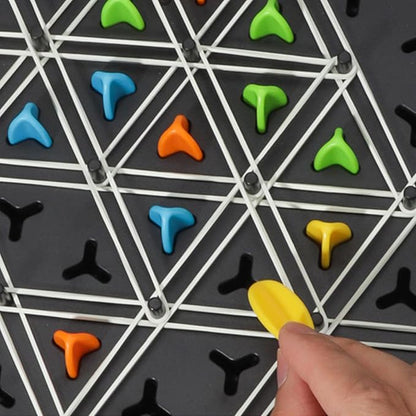 Strategic Triangle Board Game for Kids & Adults – Screen-Free Logic Puzzle with Pegs & Elastic Bands for Family Game Night