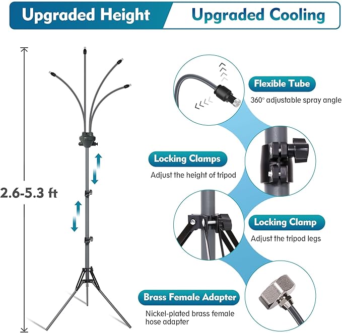 Outdoor Misting System | Adjustable Height Water Mister with Fine Mist for Efficient Patio Cooling