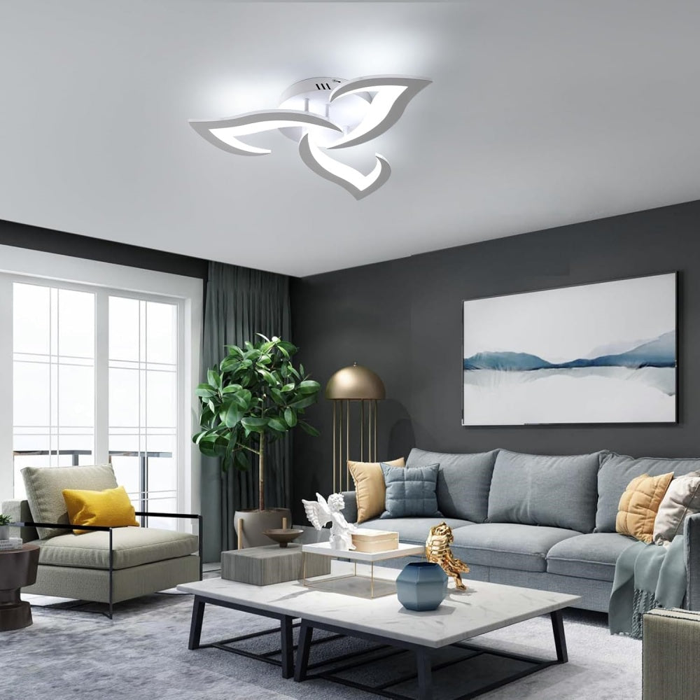 Flush Mount LED Fixture Metal Acrylic Black Layered Floral Pattern for Bedroom Living Room Hallway Contemporary Home Decor Overhead Light