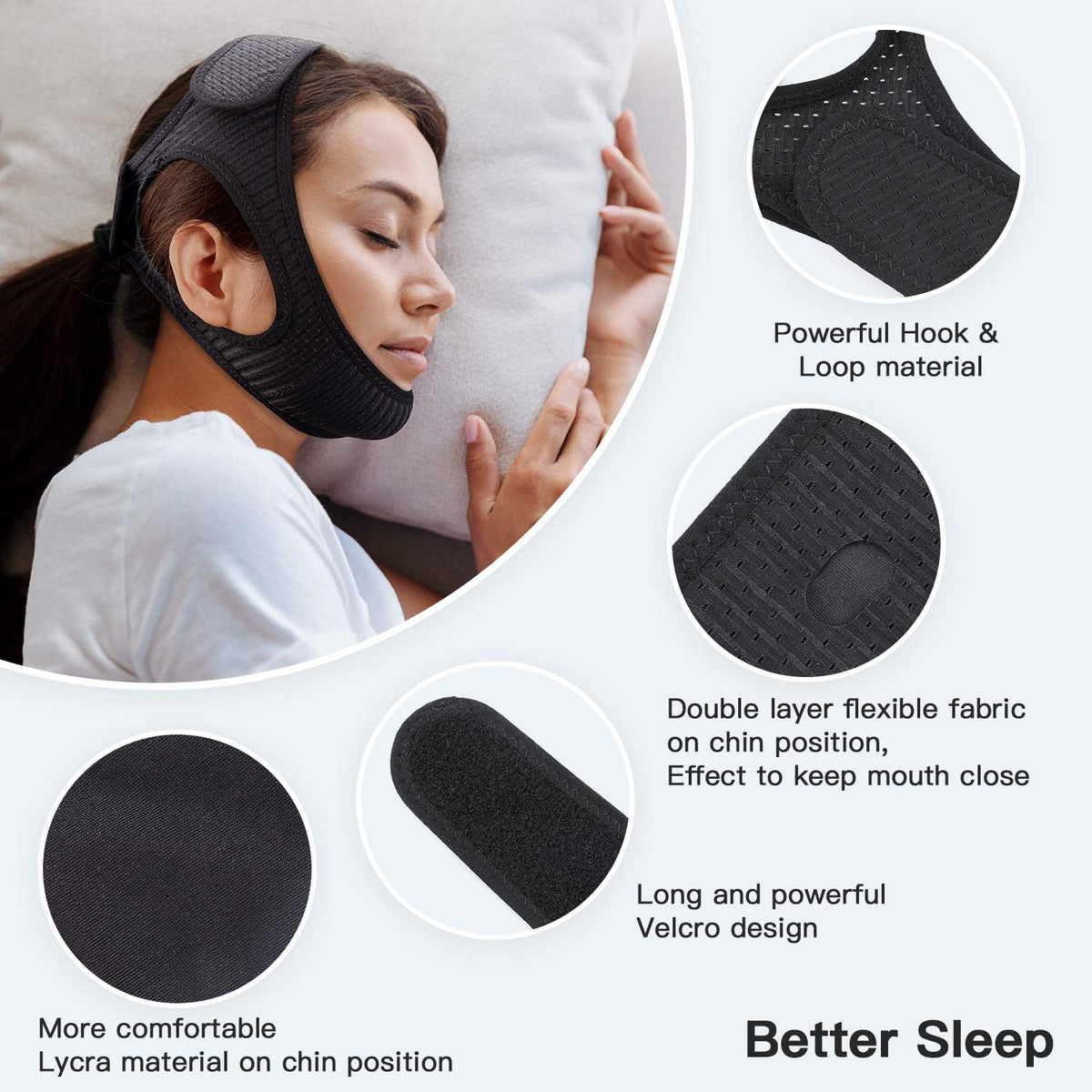 Sleep Strap for Mouth Breathing Support – Adjustable Chin Wrap for Nighttime Comfort & Better Rest