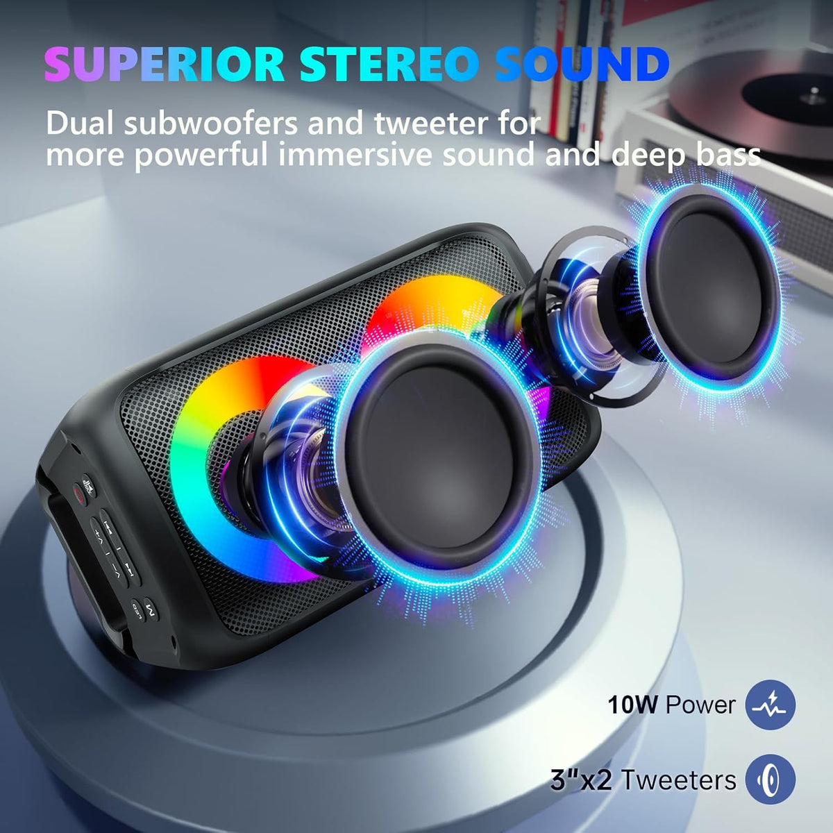 Karaoke Party | Bluetooth Portable Speaker with Dual Microphones | Colorful LED Lights for Fun Singing Sessions