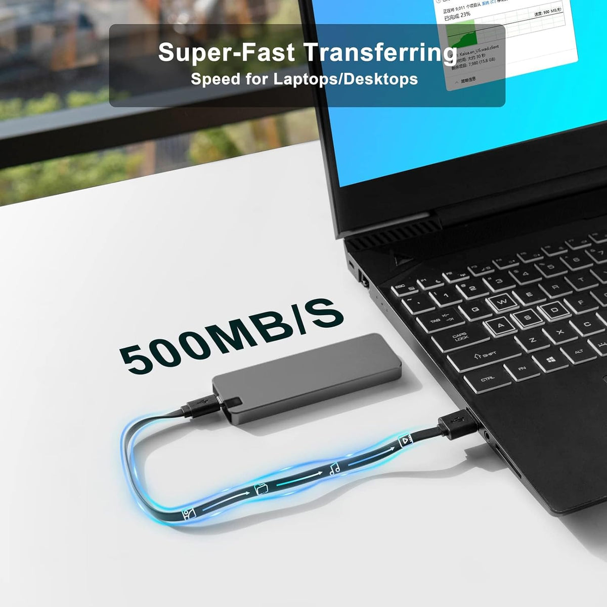 Portable SSD External Solid State Drive USB 3.2 Gen 1 Fast Transfer Speed Shockproof Aluminum Case Lightweight Storage for Laptop Desktop