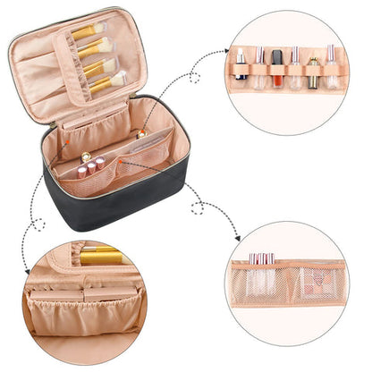 Nora Luxe | Makeup Organizer Bag with Adjustable Dividers | Travel-Friendly Design for On-the-Go Beauty