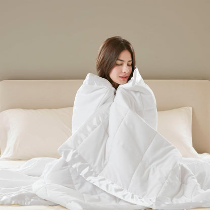 Windom Collection | Down Alternative Blanket with Moisture-Wicking Treatment | Lightweight & Soft Bed Cover for All Seasons, Satin Trim