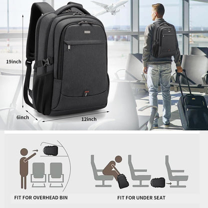 Travel Backpack with USB Charging Port for Laptops up to 17 Inches | Water-Resistant Daypack with Anti-Theft Pocket for Business Work School