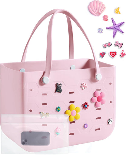 Ortekor Water-Resistant Rubber Tote Bag with Sandproof Design | Stylish Vacation Essential for Summer Fun