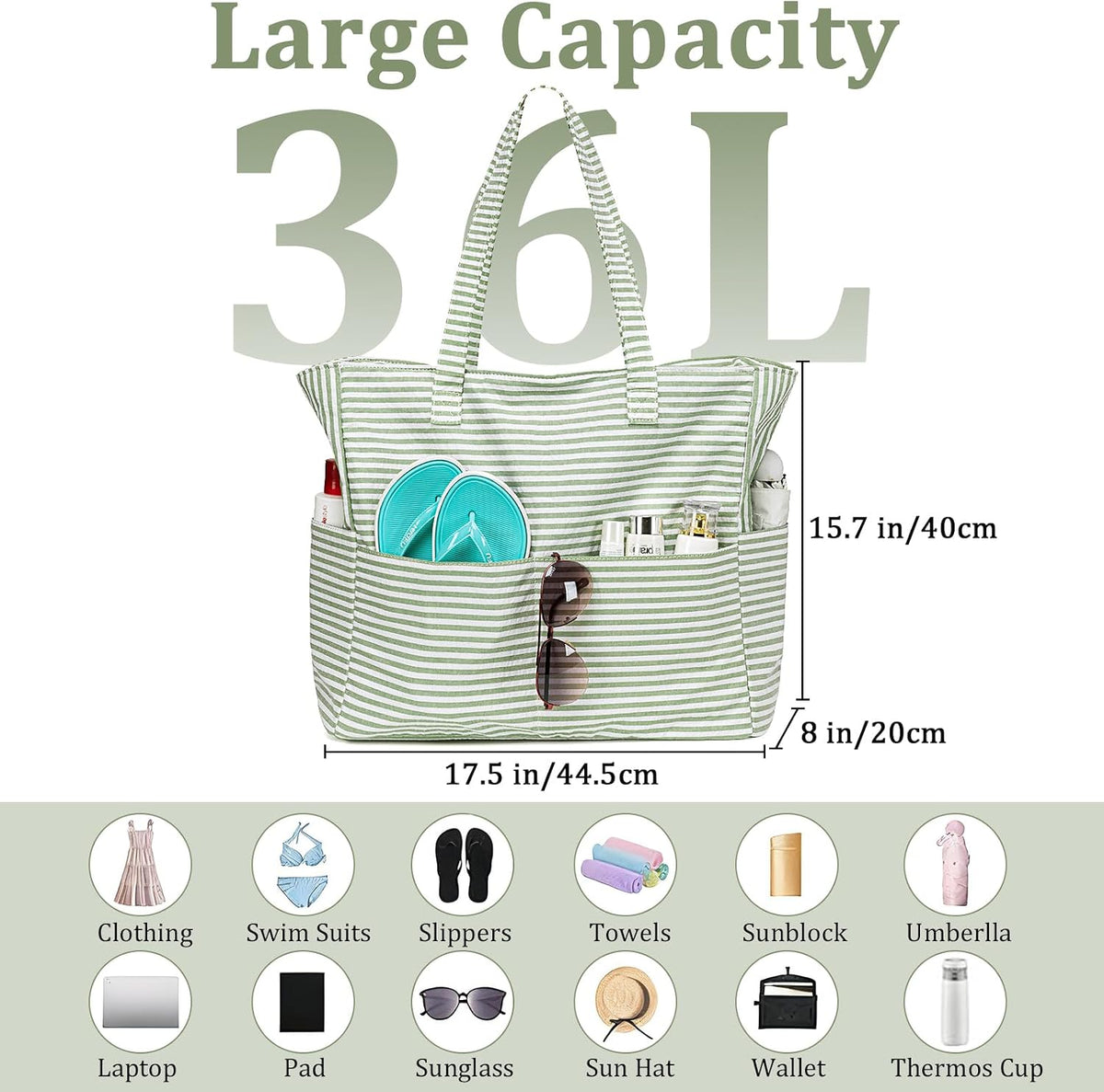Beach Bag Waterproof with Wet Compartment, Large Beach Tote Bag for Pool and Gym, Travel Tote Bag for Grocery
