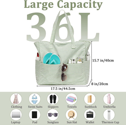 Beach Bag Waterproof with Wet Compartment, Large Beach Tote Bag for Pool and Gym, Travel Tote Bag for Grocery