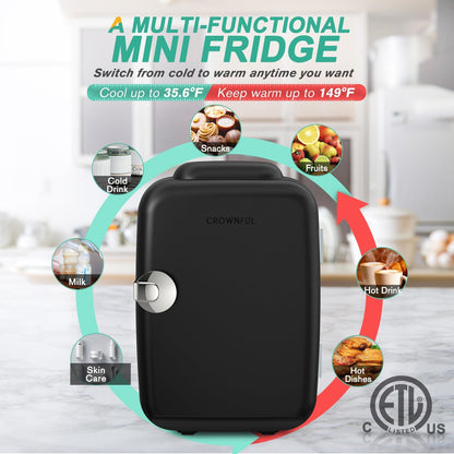 Ortekor Refrigerator Mini Fridge with Cooling & Heating | 4L Capacity for Medication, Skincare, Food, & Dorm Use
