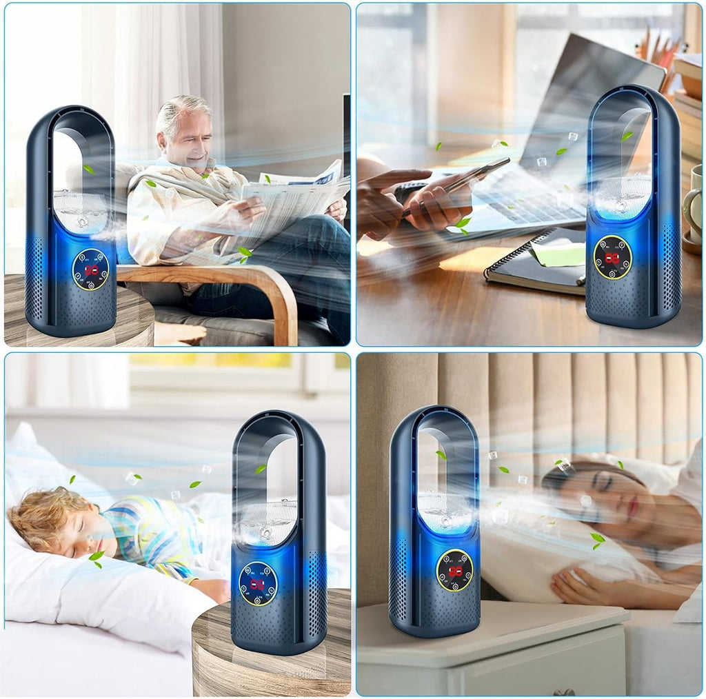 Personal Desktop Evaporative Cooler USB Powered 12 inch Portable 6-Speed Fan with Remote Control for Bedroom Office Dorm Room Small Space Co