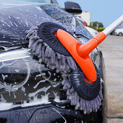 Telescoping Car Wash Brush with 360° Rotating Head & Extension Pole for Vehicles, RVs, Windows
