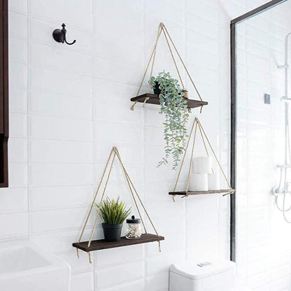 Wooden Rope Swing Wall-Mounted Rack