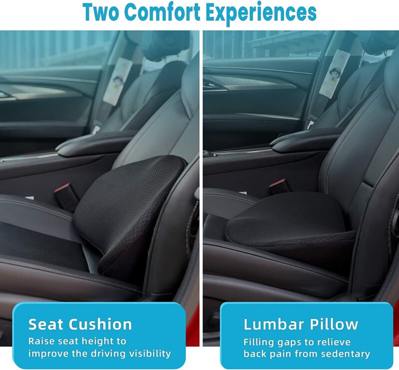 Ortekor ComfortLift | Car Seat Cushion with Memory Foam for Lumbar Support and Enhanced Comfort