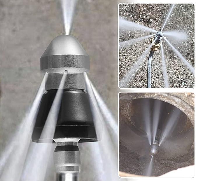 Pressure Washer Sewer Jetter Attachment for Stubborn Pipe Clogs 1/4 Inch Quick Connect Rotary Cleaning Tool for Household Drains Kitchen Bat