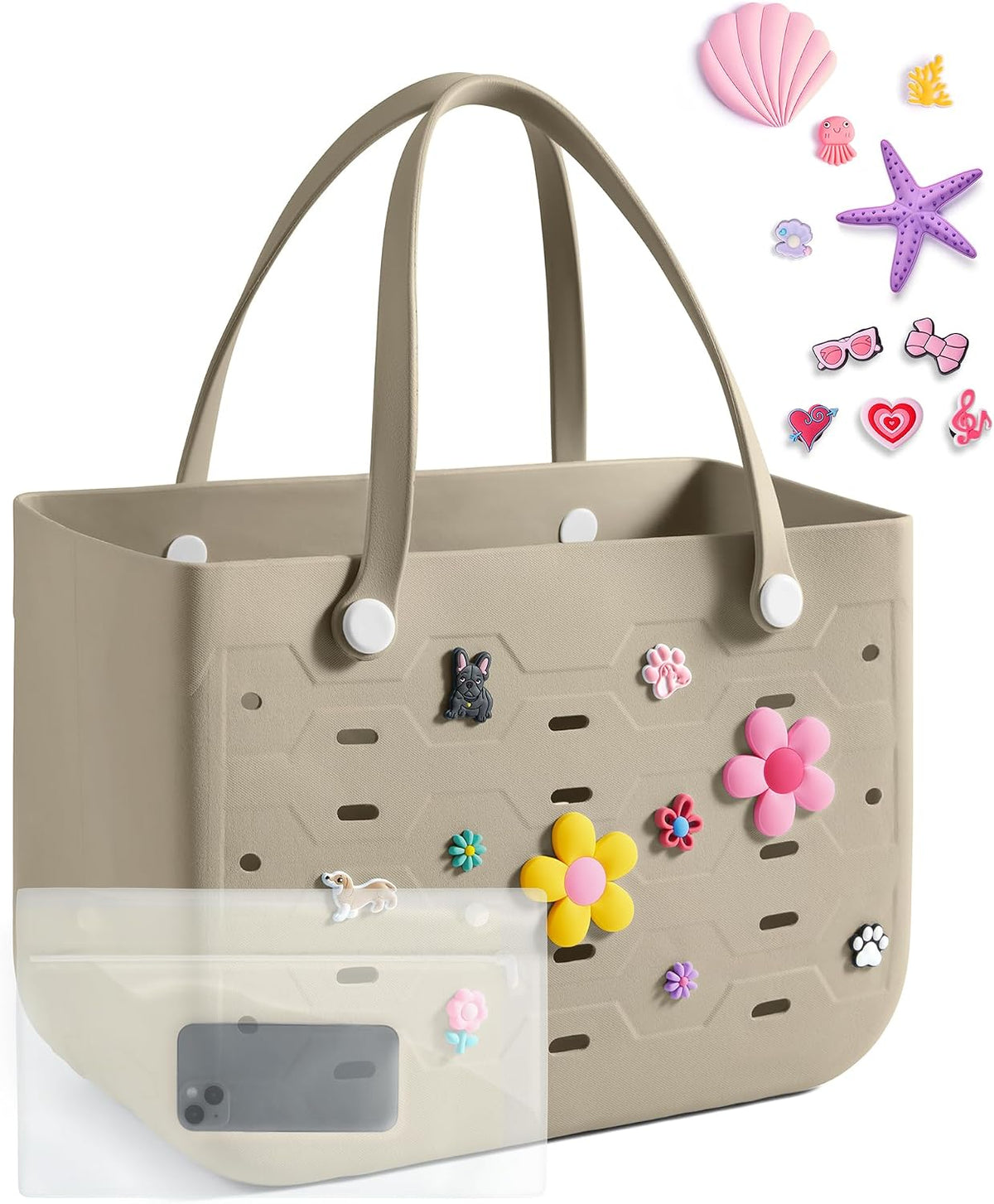 Ortekor Water-Resistant Rubber Tote Bag with Sandproof Design | Stylish Vacation Essential for Summer Fun