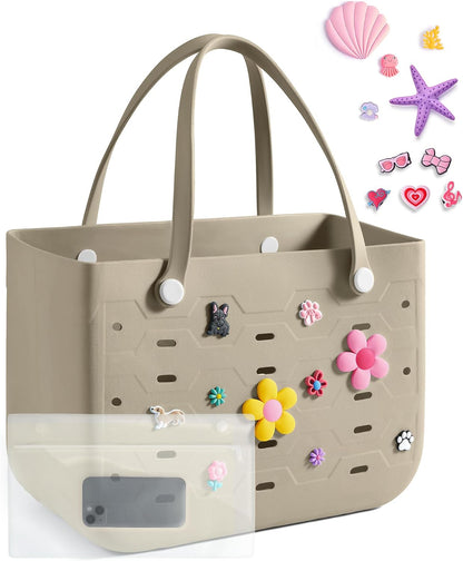 Ortekor Water-Resistant Rubber Tote Bag with Sandproof Design | Stylish Vacation Essential for Summer Fun