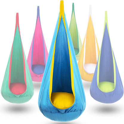 Hanging Pod Chair for Kids and Adults – Cozy Fabric Swing Seat for Indoor and Outdoor Relaxation, Reading Nook