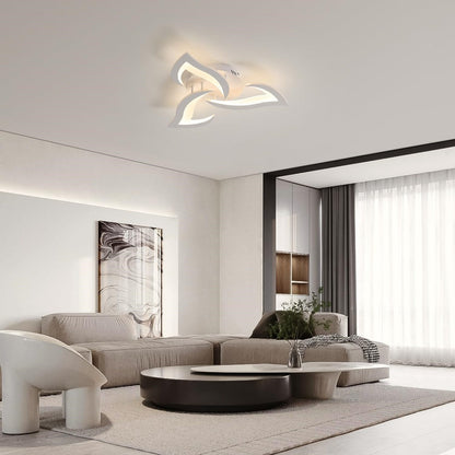 Flush Mount LED Fixture Metal Acrylic Black Layered Floral Pattern for Bedroom Living Room Hallway Contemporary Home Decor Overhead Light