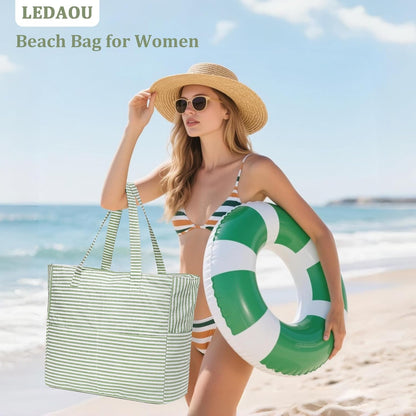 Beach Bag Waterproof with Wet Compartment, Large Beach Tote Bag for Pool and Gym, Travel Tote Bag for Grocery
