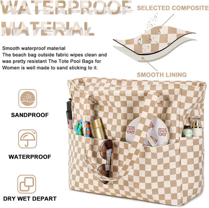 Ortekor Waterproof Beach Tote Bag with Wet Compartment | Extra Large Carry-On for Weekend Travel