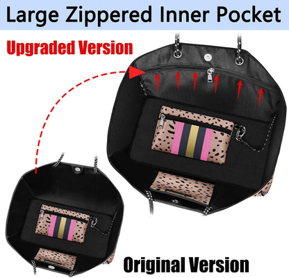 Neoprene Beach Bag with Inner Zipper Pocket, Large Beach Tote Bag with Purse, Machine Washable Travel Tote Bag