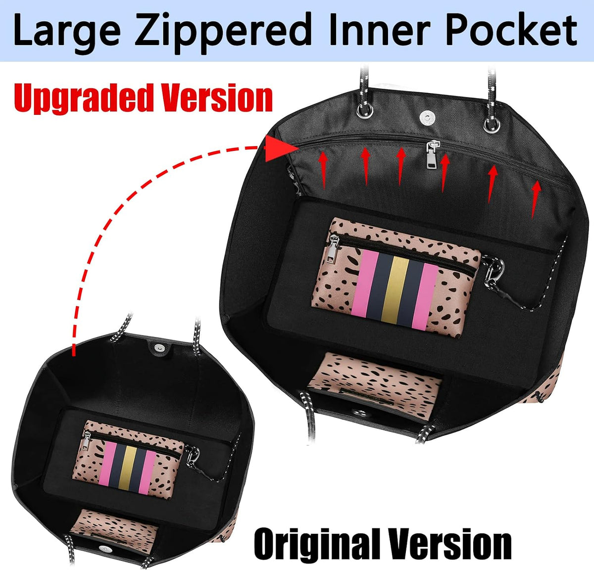 Ortekor beach Tote Bag | Large Beach Bag with Inner Pocket for Easy Organization