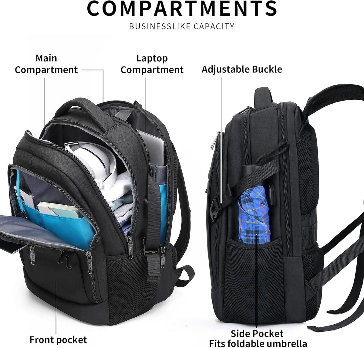 Travel Backpack with USB Charging Port for Laptops up to 17 Inches | Water-Resistant Daypack with Anti-Theft Pocket for Business Work School